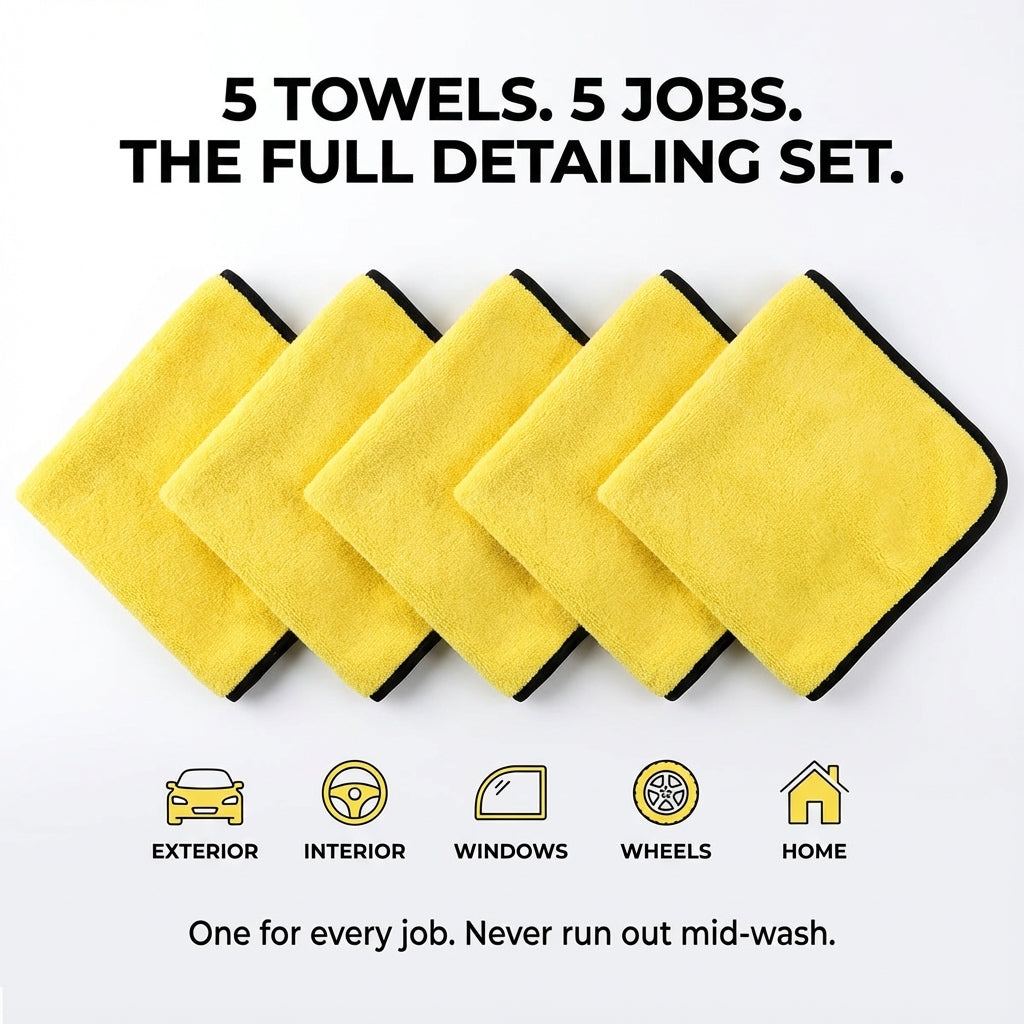 Microfiber Car Drying Towel — Dual-Sided, Ultra Absorbent, Streak-Free