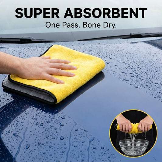 Microfiber Car Drying Towel — Dual-Sided, Ultra Absorbent, Streak-Free